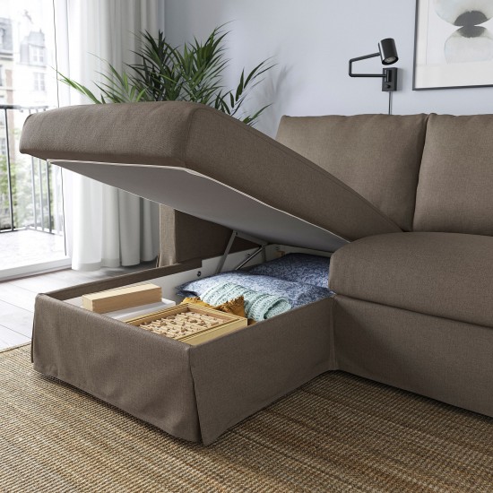 HYLTARP 3'lü kanepe ve uzanma koltuğu, Gransel gri-kahverengi