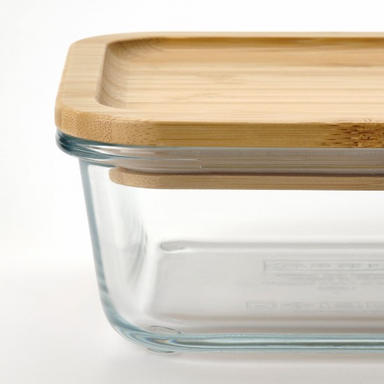 IKEA 365+ kapaklı cam saklama kabı, cam-bambu