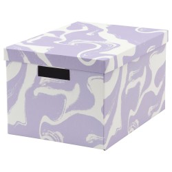 TJENA kapaklı kutu, lila-beyaz