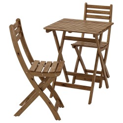 ASKHOLMEN katlanabilir masa ve sandalye seti, açık kahverengi