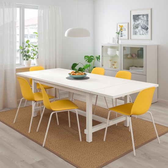 NORDVIKEN/LEIFARNE yemek masası takımı, beyaz-koyu sarı