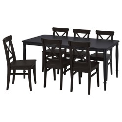 DANDERYD/INGOLF yemek masası takımı, siyah-venge