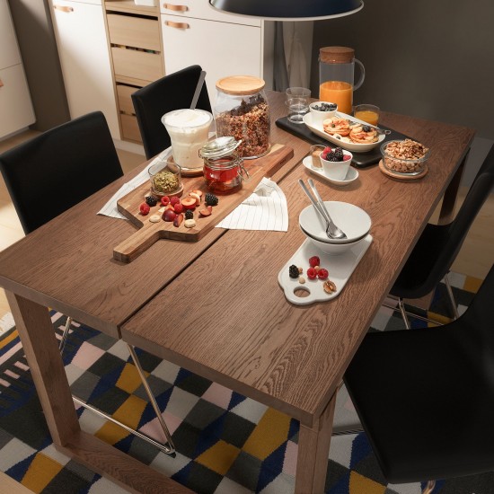 MÖRBYLANGA yemek masası, meşe kaplama-kahverengi
