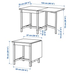 PINNTORP mutfak masası takımı, açık kahverengi-beyaz-katorp natürel