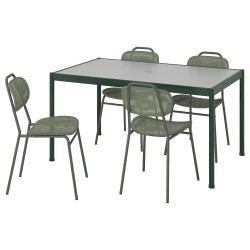 SEGERÖN/ENSHOLM yemek masası ve sandalye seti, koyu yeşil-yeşil